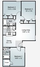 2 Bedroom 1 Bathroom 247 floor plan